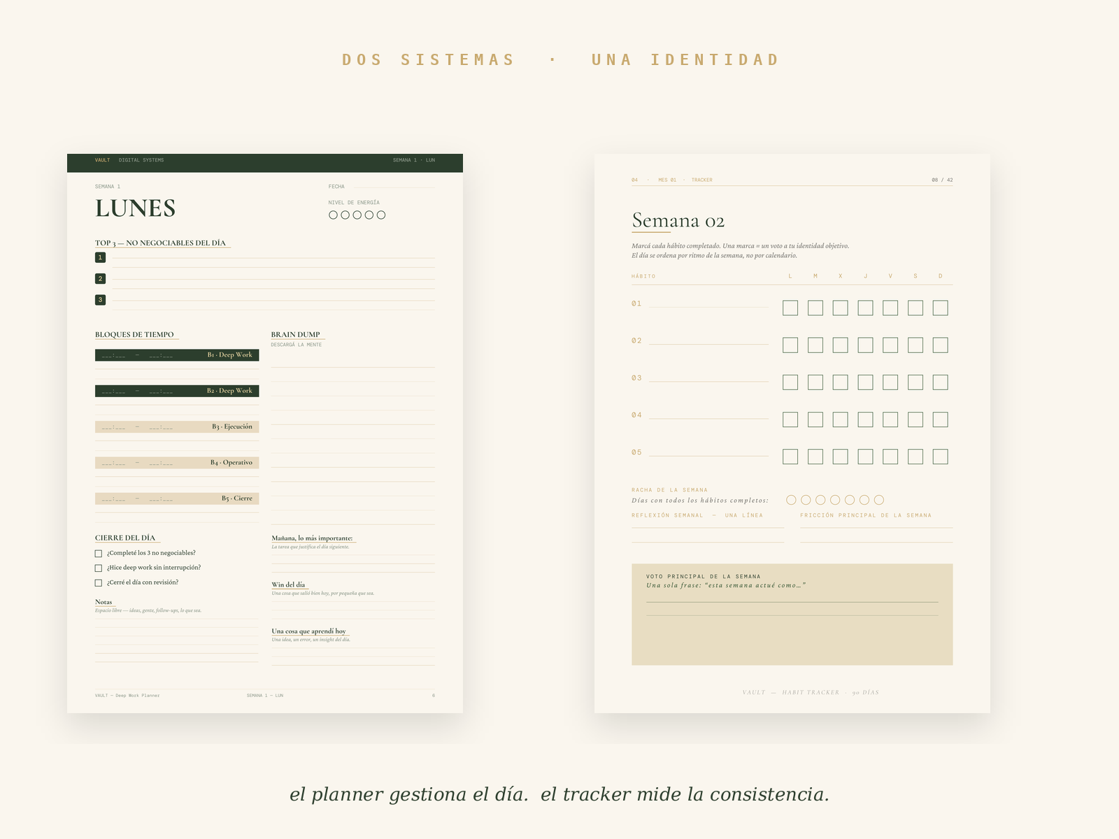 Sistema VAULT Completo · Planner + Habit Tracker