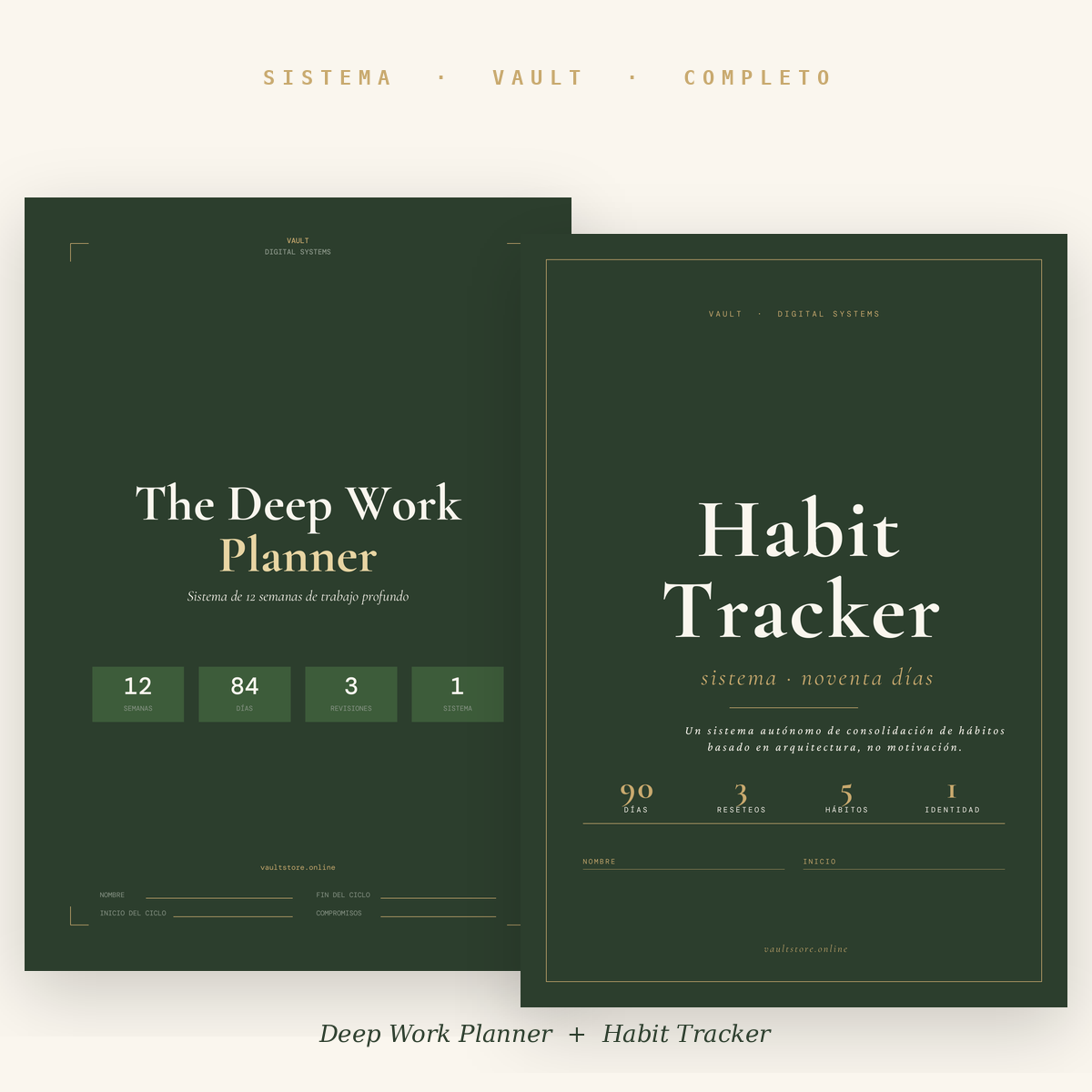 Sistema VAULT Completo · Planner + Habit Tracker